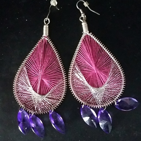 Woven dangling earrings (2) - Picture 3 of 3
